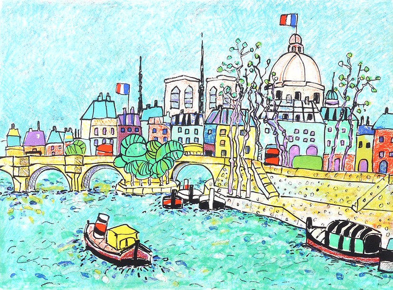 ポール・アイズピリの絵画作品　タイトルは、ポンヌフ